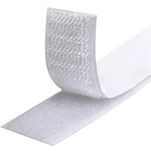 Fesoar Doble Adhesiva Cinta 20 mm 8 Metros, Extra Fuerte Autoadhesiva Rollo, Hook y Loop Tape Gancho y Cinta de Lazo (20 mm x 8 m, Blanco)