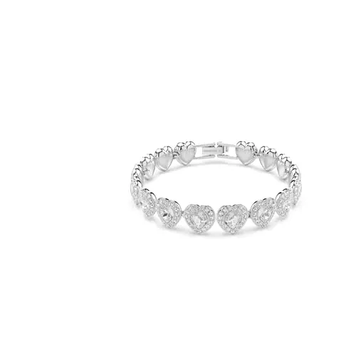 Swarovski x Ariana Grande Pulsera, Tallas mixtas, Presenta un Círculo Completo de Cristales en Forma de Corazón, Pavé transparente, Baño de rodio, Blanca