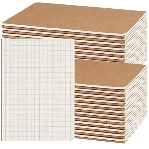 ZCZN Cuaderno A5 Cuadriculado Cuadernos Cuadrícula Libretas de Notas Bloc de Notas Libreta A5, 60 Páginas/ 30 Hojas para Niños, Jóvenes, Adultos, Alumno, Oficina, Paquete de 48