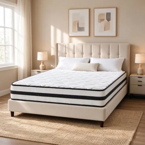 Colchón 140 x 190, Altura 30 cm, Viscoelástica y Muelles Ensacados | Certificado Oeko-Tex, Firmeza Media, Soporte Ergonómico de 7 Zonas, Transpirable y Hipoalergénico, Sueño Profundo, Antiácaros