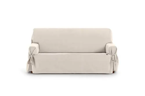 Eysa Levante Funda de sofá 3 plazas con lazos, para sofás de 170cm a 230 cm orientativamente ( unos 150 cm de sentada ), Beige