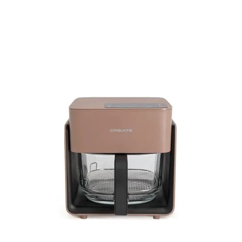 CREATE/AIR FRYER STUDIO CRYSTAL/Freidora sin aceite 4.2 L sin vaporizador de agua moca/Capacidad 5-6 raciones, 6 programas, bandeja de cristal, control de tiempo y tempertura, 1300W