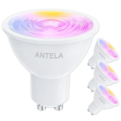 ANTELA Bombilla LED Inteligente WiFi GU10 RGB Regulable 4,5W 326lm