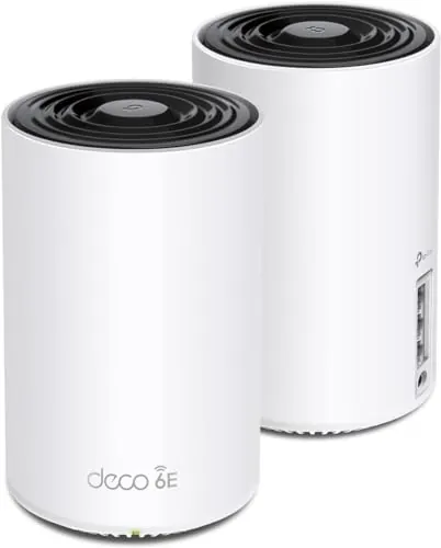 TP-Link Deco XE75(2-Pack) - Sistema WiFi 6E Mesh, AXE5400, tribanda, 500 m² | Cobertura WiFi para Toda la Casa. Red Unificada. Puertos Gigabit. Control Parental. App Deco.