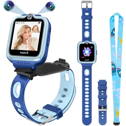 ele ELEOPTION 4G GPS Reloj Inteligente Impermeable para niños y niñas, Llamada bidireccional, Chat de Voz y vídeo, cámara, SOS, Reproductor de vídeo Musical, Alarma