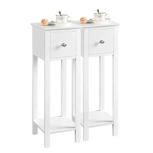 Yaheetech 2pcs Mesitas de Noche con Cajón y Estante 25x25x70cm