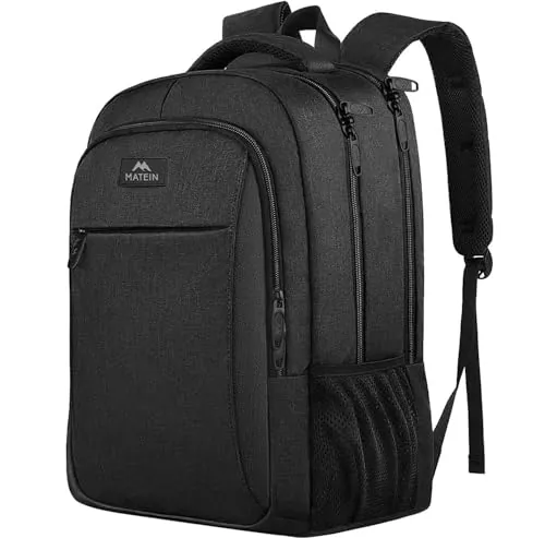 MATEIN Mochila Portatil Hombre Impermeable, Mochila Ordenador Portatil 15.6 Pulgadas con Gran Capacidad, Mochilas Portátil Antirrobo Laptop Backpack del Negocio Trabajo Diario Viaje Escolares - Negro