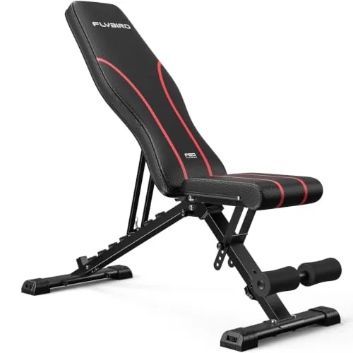 FLYBIRD Banco de pesas ajustable, capacidad de peso de 300 kg, banco de pesas premium para entrenamiento de cuerpo completo, banco plegable multiusos de inclinación/descenso, 90% premontado para