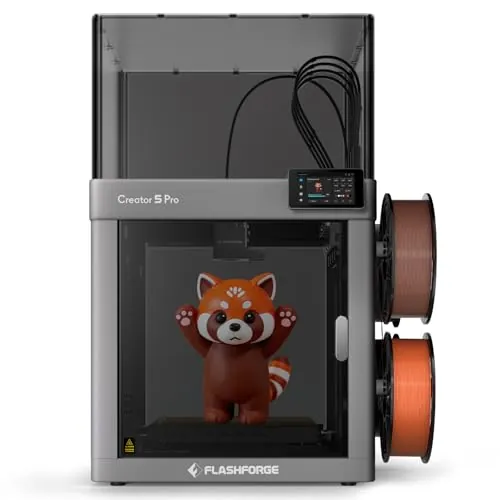 Flashforge Creator 5 Pro Impresora 3D con carcasa, 4 cabezales, multicolor y multimaterial, calibración y nivelación totalmente automáticas,sistema de flujo de aire continuo para una impresión estable