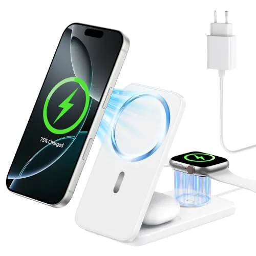 XNYAND Cargador Inalámbrico 3 en 1 para iPhone, Apple Watch y AirPods