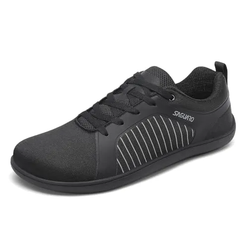 SAGUARO Zapatillas Barefoot Hombre – Zapatos Minimalista Antideslizante – Zapatillas Casual Barefoot Shoes con Puntera Ancha, Suela de Goma para Uso Diario en Ciudad,Paseos,Escuela y Viaje Negro,Gr.43