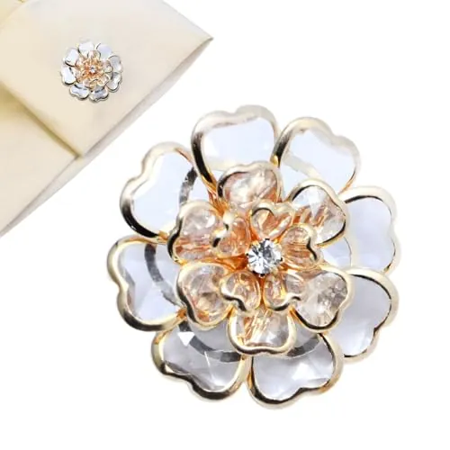 Cubrebotones de flores para camisas de mujer, cubrebotones de strass, decorativos, broches, kit de costura, accesorios de vestido, Refer to description, Metal