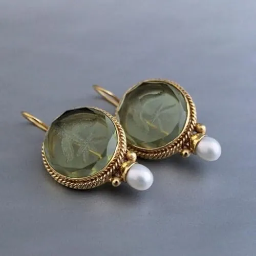 Pendientes verdes, joyería vintage hecha a mano, joyería minimalista