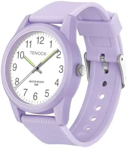 TENOCK Reloj para NiñOs NiñAs Aprender La Hora 50m Impermeable Reloj para FáCil De Leer 4-12 AñOs Gran Regalo De CumpleañOs para NiñOs (Morado)