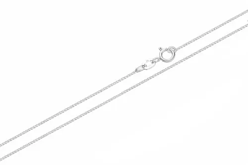 MYSTIC JEWELS – Cadena Grumet de Plata de Ley 925 | Collar Fino Barbado | 6 Medidas (40–70 cm) | Con Bolsa de Regalo (Plata con Rodio, 40 cm)
