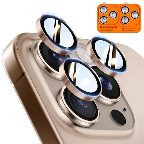 TOCOL Protector Lente Cámara para iPhone 16 Pro Max/16 Pro, Desierto