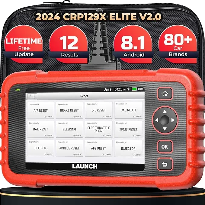 LAUNCH CRP129X Elite V2.0 OBDII Escáner, Herramienta de Diagnóstico Escaneo con 12 Servicios de Aceite/EPB/SAS/TPMS/BMS/DPF Reset, WiFi Actualización Gratis de por Vida, Auto Vin, Prueba de batería