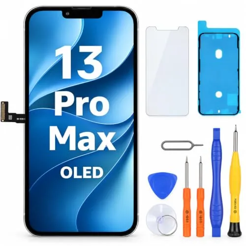 LL TRADER Pantalla para iPhone 13 Pro MAX OLED 6.7" y Kit de Reparación | Marco de Montaje para Digitalizador Táctil 3D Touch con Pantalla FHD, con Cinta Adhesiva Impermeable y Protector