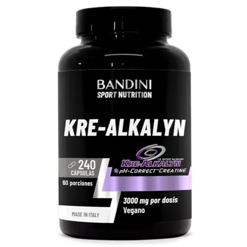 Bandini® Creatina Alcalina Kre-Alkalyn® 240 cápsulas - Creatine Tamponada | Suplemento para Entrenamiento, Deporte, Gimnasio y Pre Entrenamiento - Aumenta Masa Muscular, Fuerza y Resistencia - Vegano