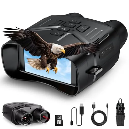 Relassy Prismáticos 4K HD con visión Nocturna IR, Zoom 5X, 4000 mAh, 32 GB | 4K HD e infrarrojos con 7 niveles de brillo, zoom digital 5X, batería de 4000 mAh, recargable por USB
