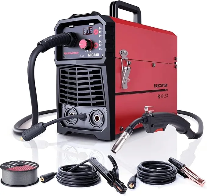 ARCCAPTAIN Maquina de Soldar Hilo con 140A, 4 en 1 Soldador de Hilo Sin Gas MIG para FLUX alambre tubular/Gas MIG/MMA E-Hand/LIFT TIG, Soldador Inverter IGBT de 230V