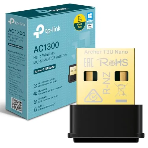TP-Link Archer T3U Nano - Adaptador WiFi USB, AC1300, 1300 Mbps, para PC