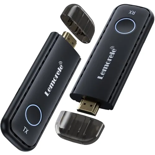 HDMI Inalámbrico, Lemorele Wireless HDMI Transmisor y Receptor Compatible con 2,4/5 GHz para la Transmisión de Vídeo/Audio Desde el Ordenador Portátil/PC al Proyector/Monitor (Plug and Play)
