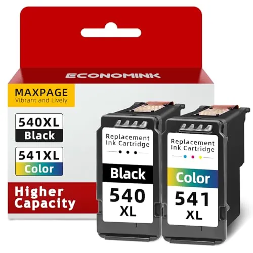 Economink 540 541 XL Multipack, 540XL 541XL Cartuchos Compatible con Tinta Canon 540 541 XL, para Pixma TS5150 MG3650s MX475 TS5151 MG3650 MG4250 MG3600 MX535 MG3550 MX395 (1 Negro, 1 Color Pack de 2)