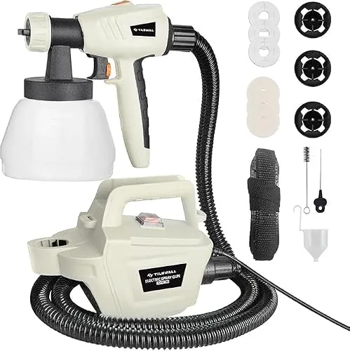 Tilswall Pistola de Pintura, 800W HVLP Pistola Pintura Electrica, Blanco