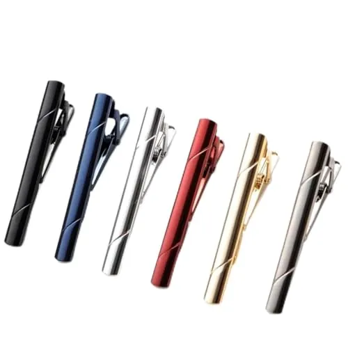 ROEOWENE 6 Piezas Pisacorbatas Hombre Juego de Clip de Corbata Plata Oro Negro Pasador de Corbata con Caja Clásicos Corbatas Clips Tie Clip para Bodas y Reuniones Fiesta Regalo para Esposo Padre