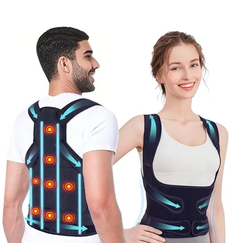 WVWMYM Corrector Postura Espalda, 8 Imanes Back Posture Corrector, Espalda Recta Soporte Ajustable Cuello, Hombros, Espalda, Corrección Escoliosis y Joroba Proporciona Forma Mujer Hombre
