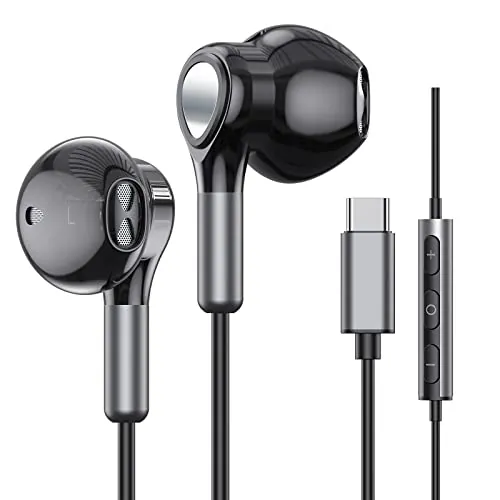 Auriculares USB C para Samsung Galaxy S26 S25 S24 S23 S22 S21 S20 A56 A17 A16 Auriculares USB Tipo C con Micrófono intrauditivos con Cable Tipo C para iPhone 17 16 15 Pro Max Plus iPad 10 Air 5/Mini 6