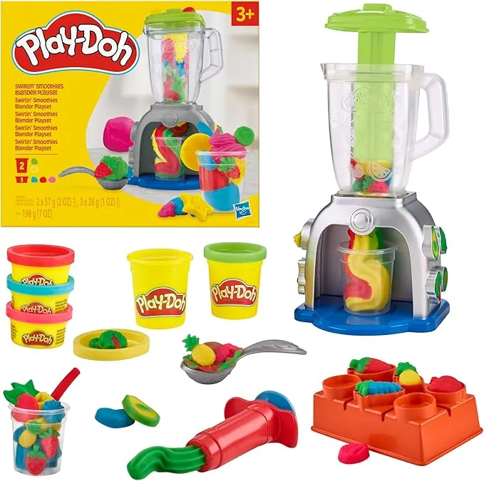 Play-Doh Hasbro Swirlin’ Smoothies, Batidora de Juguete para Niños y Niñas de 3 Años o Más, Juegos de Cocina, Manualidades Creativas