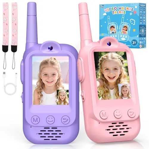 iKidiki Walkie Talkie Niños Recargable, Regalo Niñas 3 4 5 6 7 8 Años Walkie-Talkie con Vídeo para Niños Juguetes Niñas 3-8 Años Regalos Cumpleaños Juguetes para Niñas