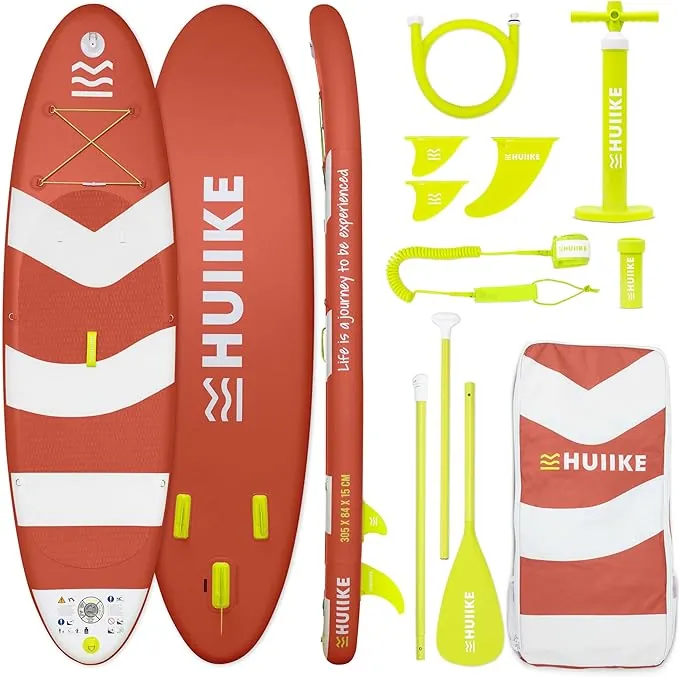 HUIIKE Tabla Paddle Surf Hinchable con Accesorios Incluidos, Remo, Quillas, Inflador. Stand Up Paddle Board Gran Estabilidad y Resistencia. 305 x 84 x 15 cm, Soporta hasta 130 kg
