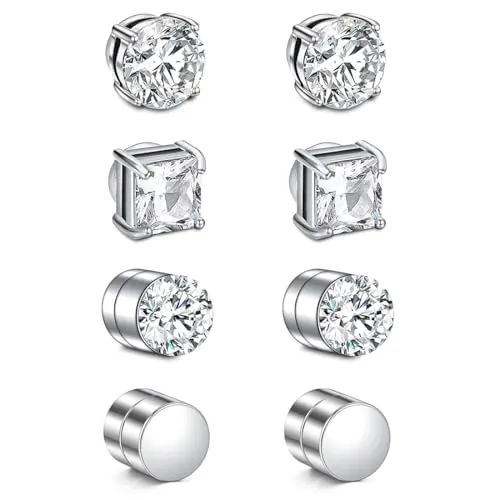 ZKGYUS 4 Pares Pendientes Iman Hombre Pendientes Magnéticos