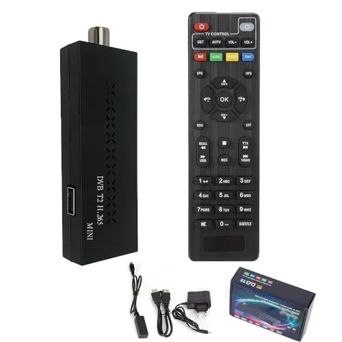 Romicta Decodificador TDT HD,Sintonizador TDT HD,Decodificador Digital para TV 2025,Receptor DVB-T2,HD 1080P H265 HEVC Principal 10 bit,Soporta/USB WiFi//PVR/LCN/Youtube/Tiktok