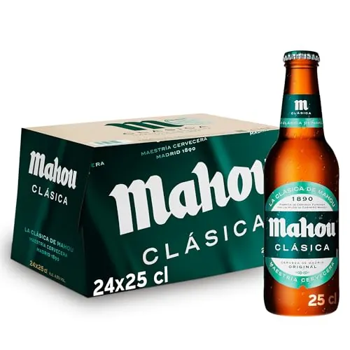 Mahou Clásica, Cerveza Lager Dorada, Pack 24 Botellines x 25cl