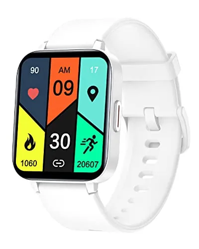 RUIMEN Smartwatch,Reloj Inteligente Mujer Impermeable IP68 con Oxímetro,1.69" Pantalla con Pulsómetro,Monitor de Sueño Monitores Actividad Cronómetros Calorías Podómetro para Android iOS (Blanco)