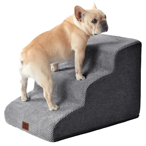 EHEYCIGA Escalera para Perros Pequeños 3 Peldaños, Gris