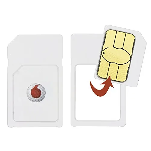 Vodafone UK Pay as You go Dual SIM Card with A£10 Credit Included Plus Standard and Micro Adapters, [Importado de Reino Unido]