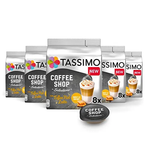 Tassimo Cápsulas de Café Toffee Nut Latte | 40 Cápsulas Compatibles con Cafetera Tassimo - 5PACK - Amazon Exclusive