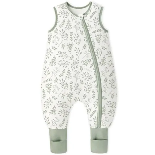 Yoofoss Saco de Dormir para Bébé con Pies Calcetines 1.5 TOG Algodón Todo el año Primavera Otoño Súper transpirable Dormir para Unisex 70 cm Niñas Niños 6-18 Meses