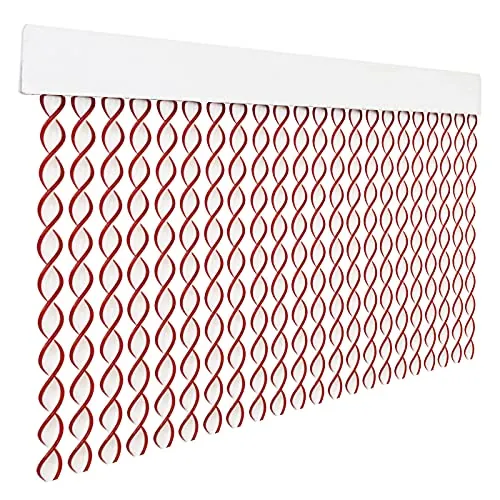 HOME MERCURY – Cortina Espiral para Puerta Exterior o Interior, Material PVC – Libre de Insectos (200x90CM, Blanco+Filo Granate R6)