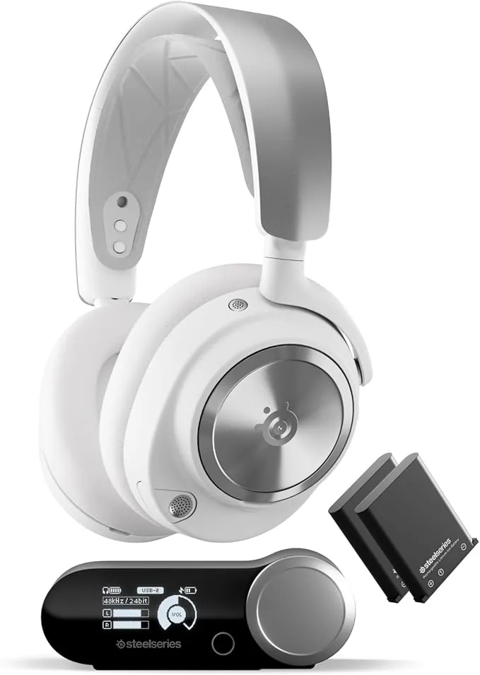 SteelSeries Arctis Nova Pro Wireless X Blanco - Cascos Xbox Inalámbricos y Multisistema - Controladores magnéticos de neodimio - Cancelación de ruido - Infinity Power System - XB, PC, PS5, Switch 2