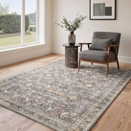 GENIMO Alfombra sin Peluche Lavable 120x170cm para habitacion,Negro