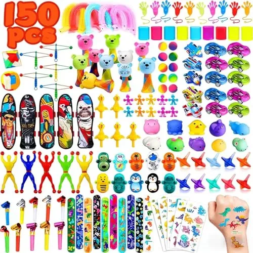 150 Piezas Juguetes de Fiesta a Granel, Relleno Piñata Cumpleaños Infantil, Bolsas de Regalo de Fiestas, Cajas de premios a Salón de Clases, Cajas de Regalo de Cumpleaños para Niños y Niñas
