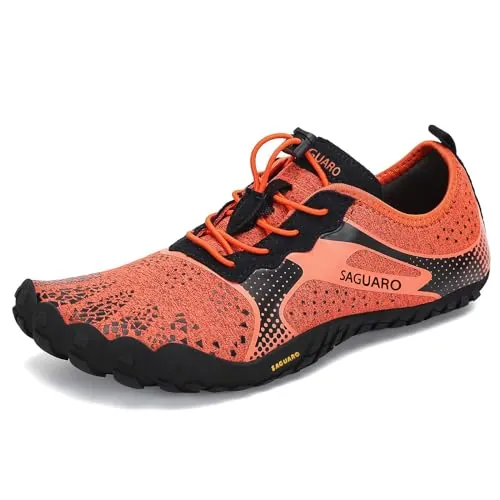 SAGUARO Zapatillas Barefoot Hombre Zapatos Minimalistas Mujer Zapatillas de Trail Running Ligera Calzado Barefoot para Wide Tox Box Portland Orange,Gr.44