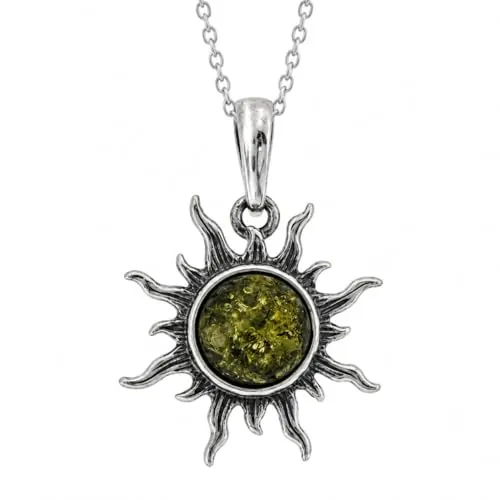 Colgante de estrella y sol de ámbar báltico auténtico y plata de ley sin cadena - 1764, Piedra Plata de ley Resina, Ámbar