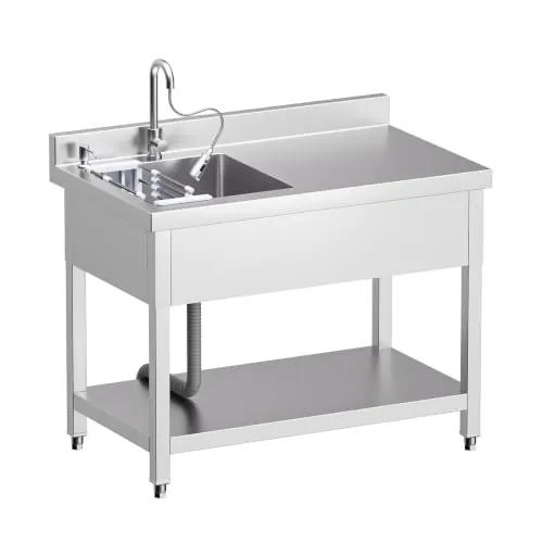 RiveraSink Fregadero Acero Inoxidable 100x55x80 cm con Superficie Trabajo